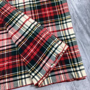 Vintage LL Bean Wool Blanket Plaid Red Green Camp 70s 80s Hunting Script Tag